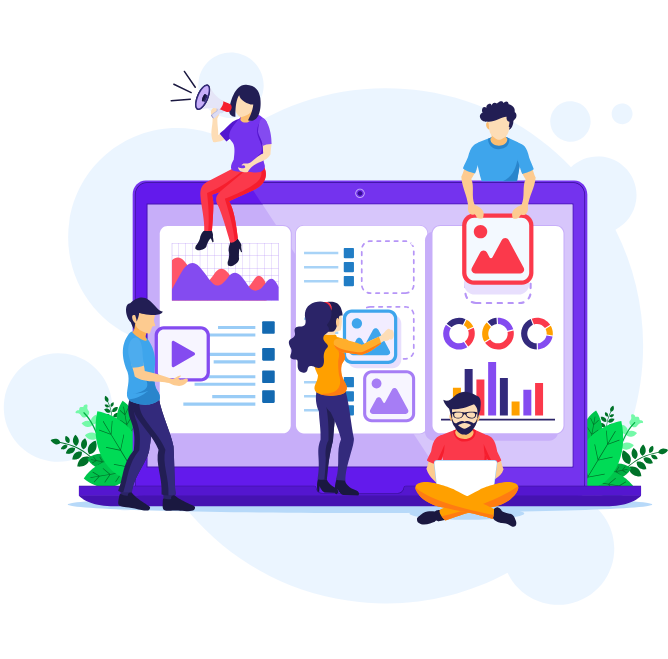 Marketing Manager überprüft Werbekampagnen auf einem Bildschirm in Zürich